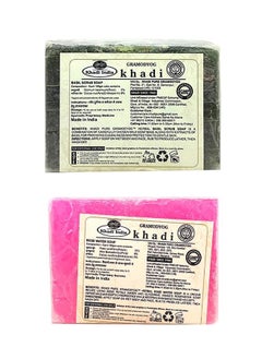 Khadi Pure Herbal Rose Water & Basil Scrub Soap (125G) Pack Of 2 (250G)  - Image 2