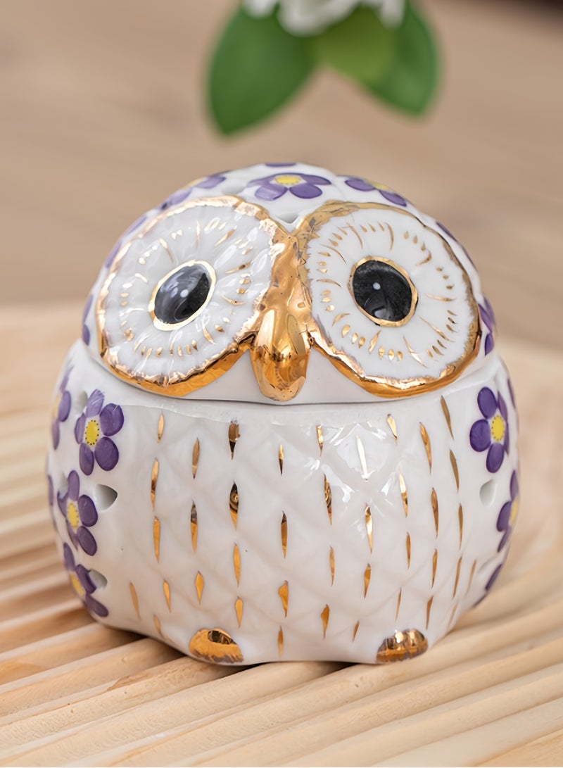 Colorful Ceramic Owl Aromatherapy and Jewelry Box  - Image 2