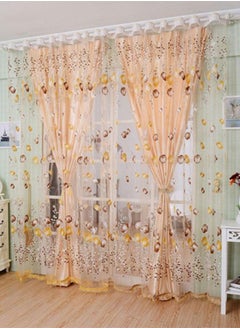 Generic Tulip Printed Tulle Curtain Orange 100 x 200centimeter  - Image 1