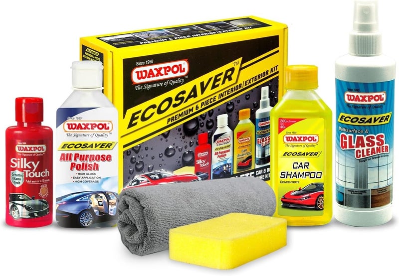 واكسبول مجموعة Ecosaver Premium المكونة من 6 قطع للعناية بالأجزاء الداخلية والخارجية للسيارات والدراجات - Image 1