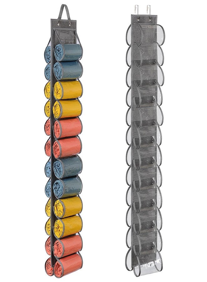 Lirex Hanging Yoga Legging Storage Organizer with 24 Pockets, Foldable Oxford Cloth Hanging Closet Organizer Shirts Jeans Storage Hanger Socks Holder for Family Closet Bedroom, Grey - Image 1