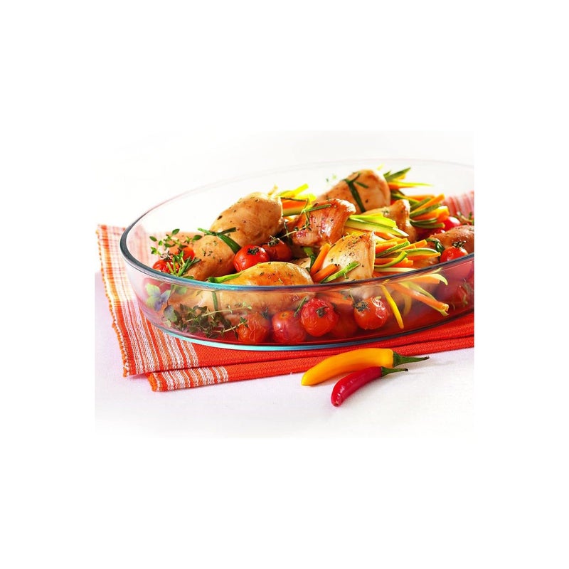 MARINEX Large Oval Glass Roaster 4 L – Extra-Large Heat-Resistant Bakeware Dish, Clear - Image 3