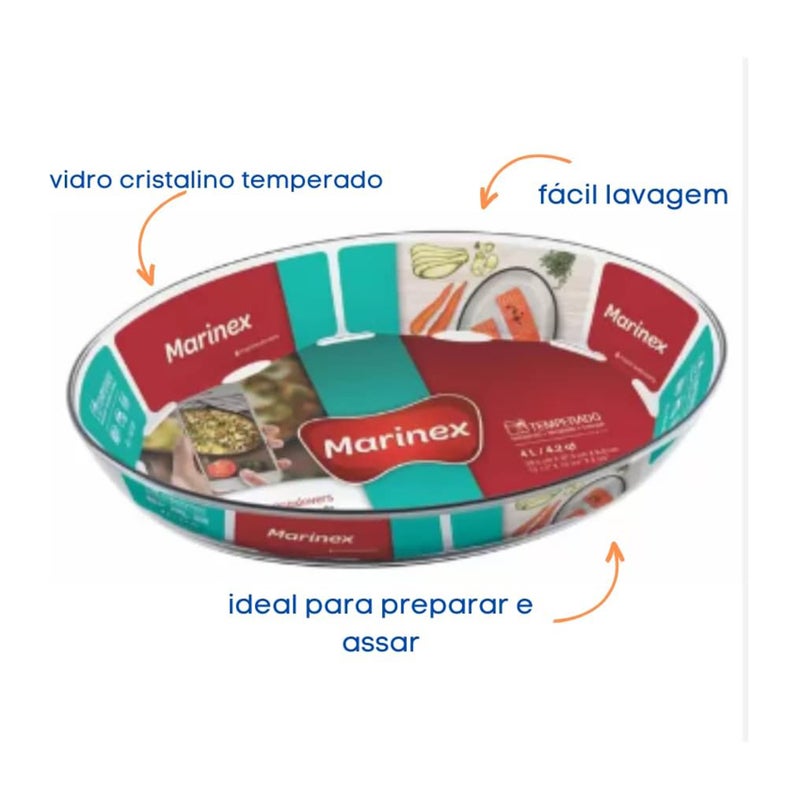 MARINEX Large Oval Glass Roaster 4 L – Extra-Large Heat-Resistant Bakeware Dish, Clear - Image 5