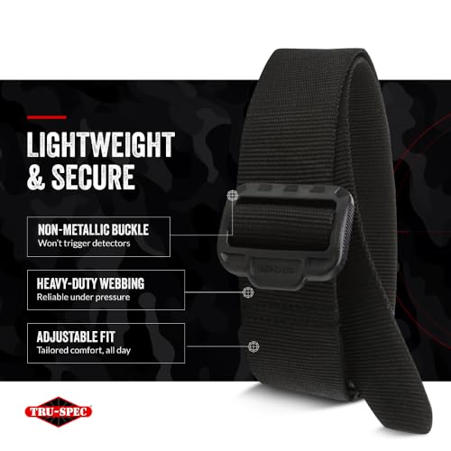 Tru-Spec Security Friendly Tactical Belt - Durable, Rip-Resistant Nylon Belts for Men and Women with Non-Metallic Buckle, Black - 2X-Large - Image 5