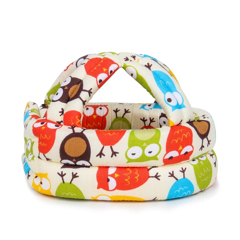 FLYPARTY Adjustable Infant Baby Toddler Protective Hat Helmet Safety Cap Beige Owl