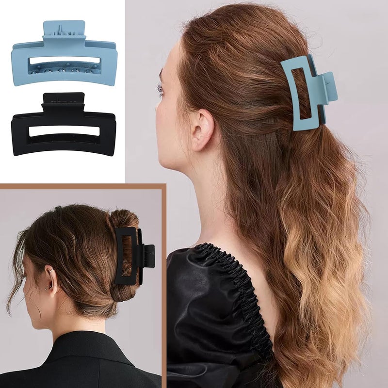 Mandydov 12 Pcs Hair Claw Clips 3.5 Inch Non-slip Square Matte Claws for Women, Strong Hold Banana Clip for Thick Thin Hair,Multi-color - Image 4