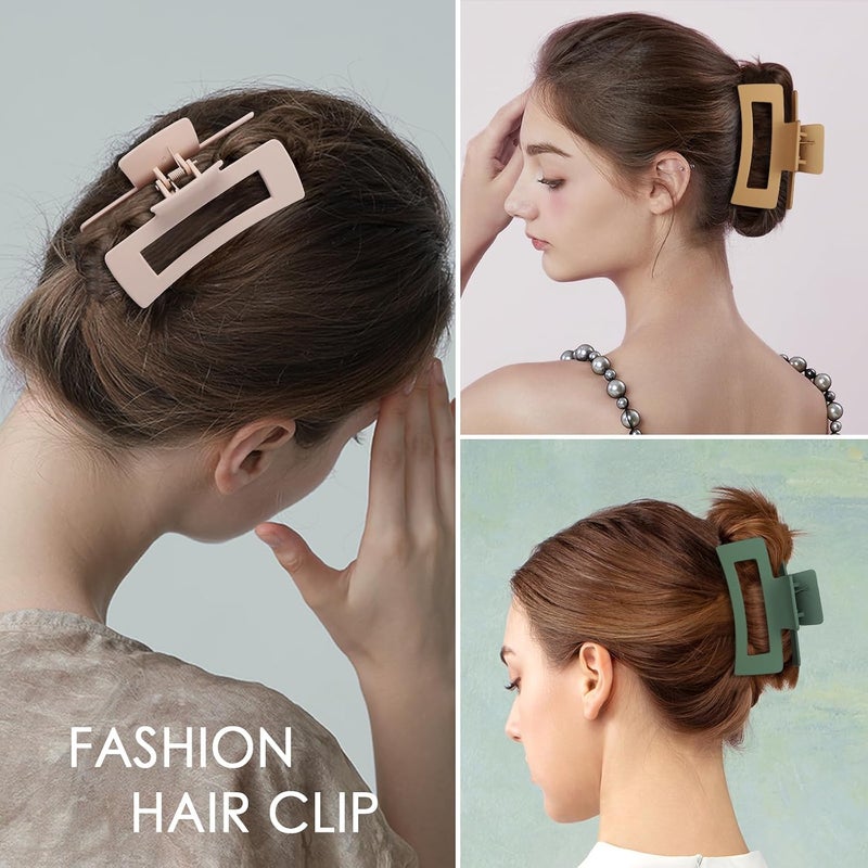 Mandydov 12 Pcs Hair Claw Clips 3.5 Inch Non-slip Square Matte Claws for Women, Strong Hold Banana Clip for Thick Thin Hair,Multi-color - Image 5