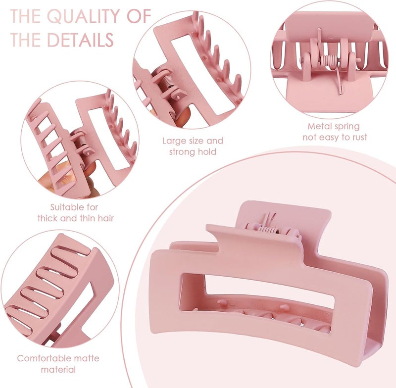 Mandydov 12 Pcs Hair Claw Clips 3.5 Inch Non-slip Square Matte Claws for Women, Strong Hold Banana Clip for Thick Thin Hair,Multi-color - Image 3