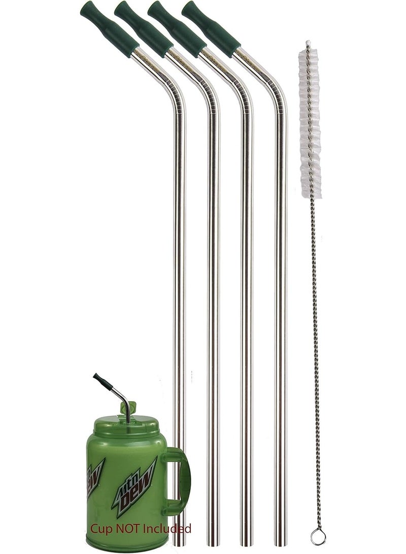 CocoStraw 4 JUMBO 14" Stainless Steel 100 oz Straw + 4 Silicone Tips HUGE SUPER LONG Drinking Wide Insulated Whirley Travel Mug FOAM Truck Stop Cup (4 Jumbo Straws) - Image 1