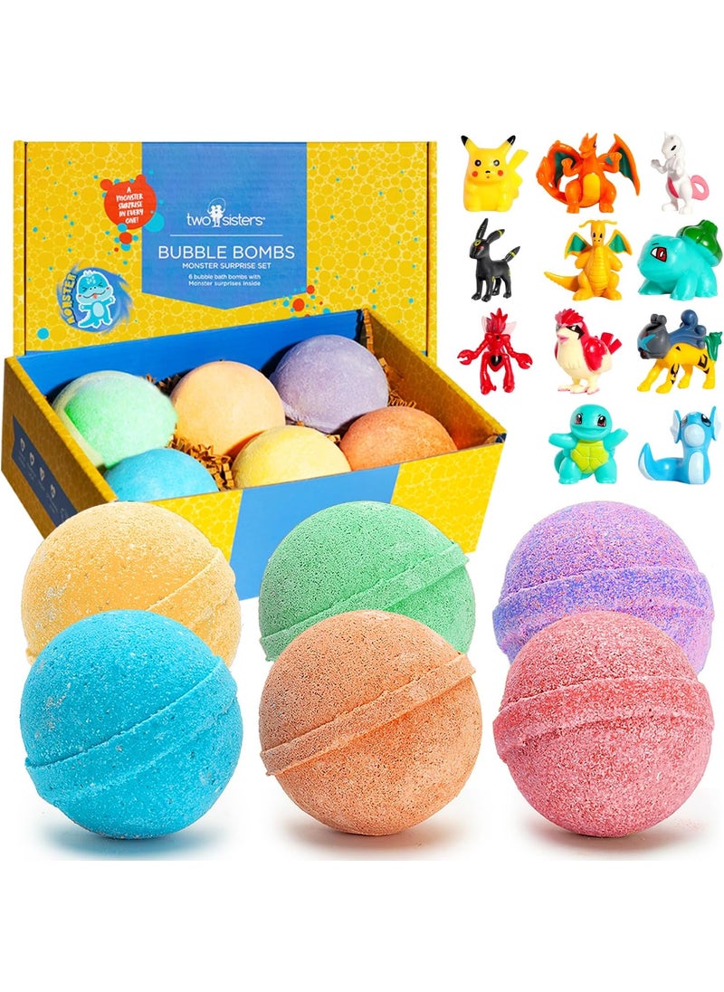 Two Sisters - Poke Monster Bath Bombs for Kids with Surprise Toys Inside 6 Pack  Large Bubble Bomb for Boys  Girls  Fruity Scents Made in USA SkinSafe StainFree  Perfect Children Gift by Two Sisters - Image 1