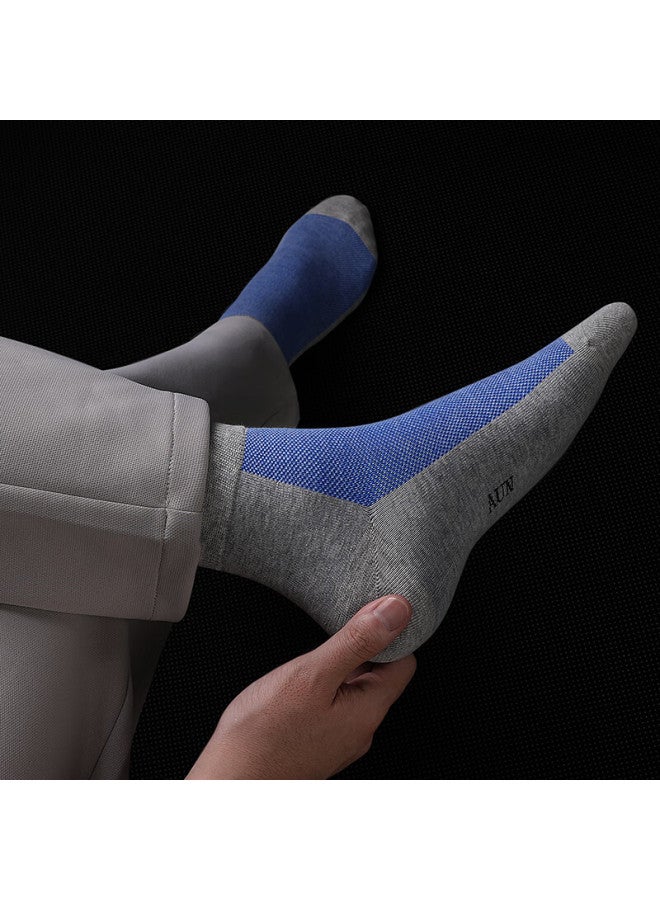 Aun Antibacterial Odor-resistant Men's Mid-calf Casual Socks 7a Antibacterial Deodorant Sports Gift Box 6 Pairs Mixed Colors