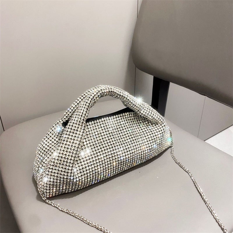 Fashion Super Flash Silver Evening Bag Rhinestone Handbag Diamond Bag Ladies Messenger Bag High-End Sense - Image 2