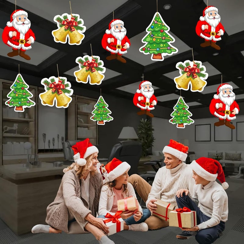 DIGI ART'S DIGI ARTS Merry Christmas Paper Hanging Santa Claus Christmas Tree and Bell for Christmas Decoration Home Living Room Office Christmas Party Pack of 15 Multicolor Size 15 Cms - Image 5
