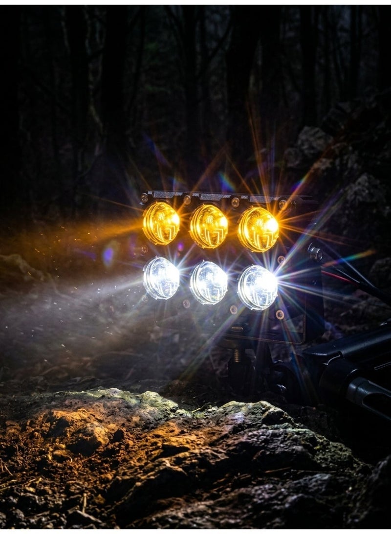 6-Lens LED Light Bar Dual Color White Yellow 5-Mode Offroad Fog Light - Image 4