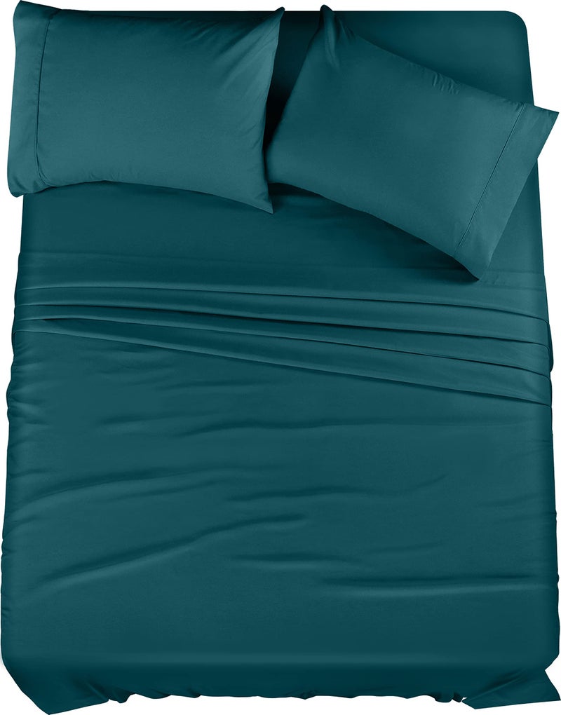 Utopia Bedding King Bed Sheets Set 4 Piece Bedding Brushed Microfiber Shrinkage and Fade Resistant Easy Care Teal Green