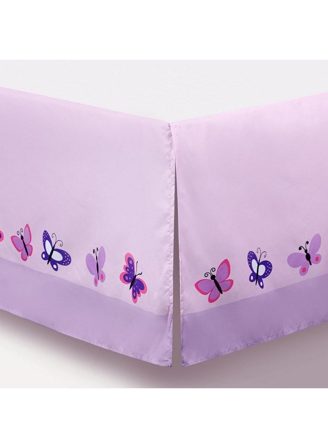Tudomro Tudomro 3 Pieces Butterfly Nursery Crib Bedding Set for Girls, Standard Size Bedding Sets with Comforter Fitted Sheet Crib Skirt(Purple)  - Image 5