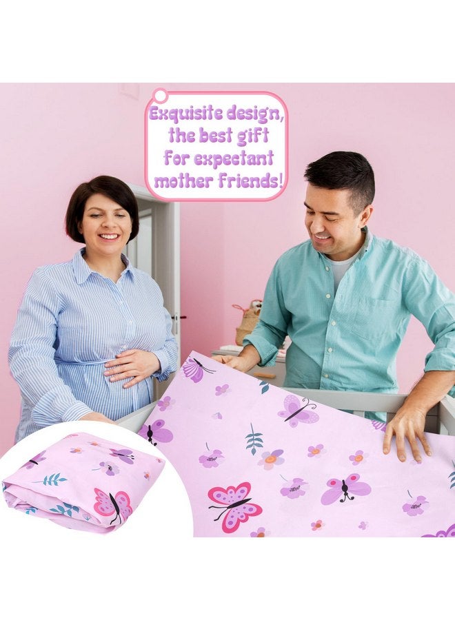 Tudomro Tudomro 3 Pieces Butterfly Nursery Crib Bedding Set for Girls, Standard Size Bedding Sets with Comforter Fitted Sheet Crib Skirt(Purple)  - Image 3