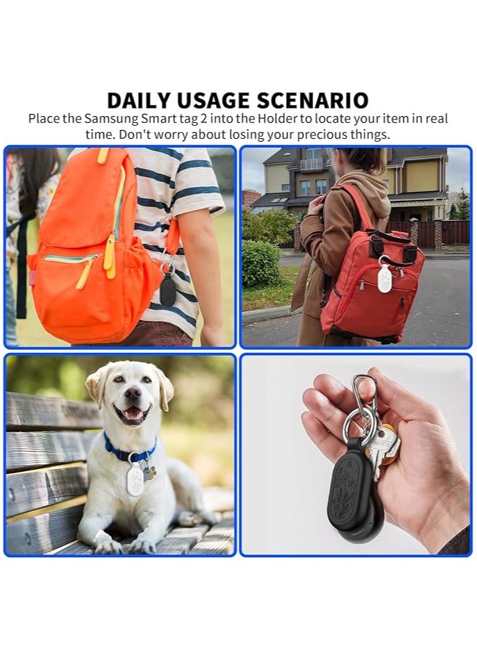 2 Pack for Samsung Galaxy SmartTag2 Case, TUDIOW Waterproof Full Protective Silicone Case Anti-Lost Scratch Resistant Protective Cover for Smart tag2 for Keys Pets Luggage Wallet (Black+White)  - Image 5