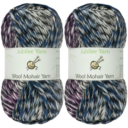 BambooMN JubileeYarn Wool Mohair Yarn - 100g/Skein Ombré Worsted - Treasure Box - 2 Skeins - Image 1