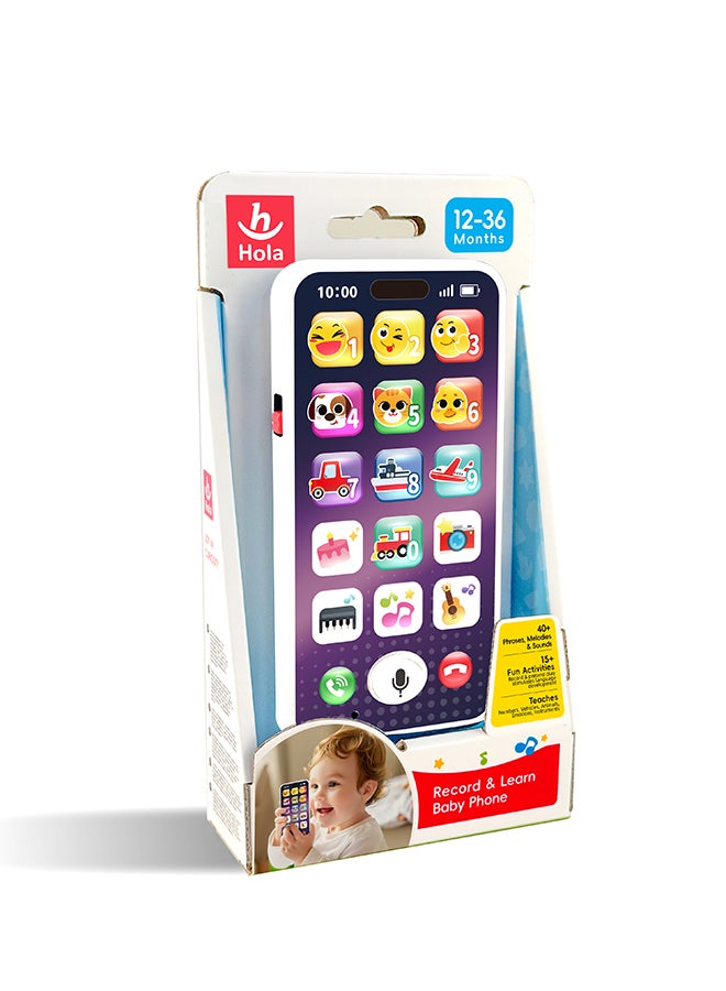 HOLA Record & Learn Baby Phone | Interactive Toddler Toy with Voice Recording, Lights & Sounds | Educational Play Phone with Numbers, Colors & Animal Sounds | Pretend Play Learning Toy 12M+ - Image 4