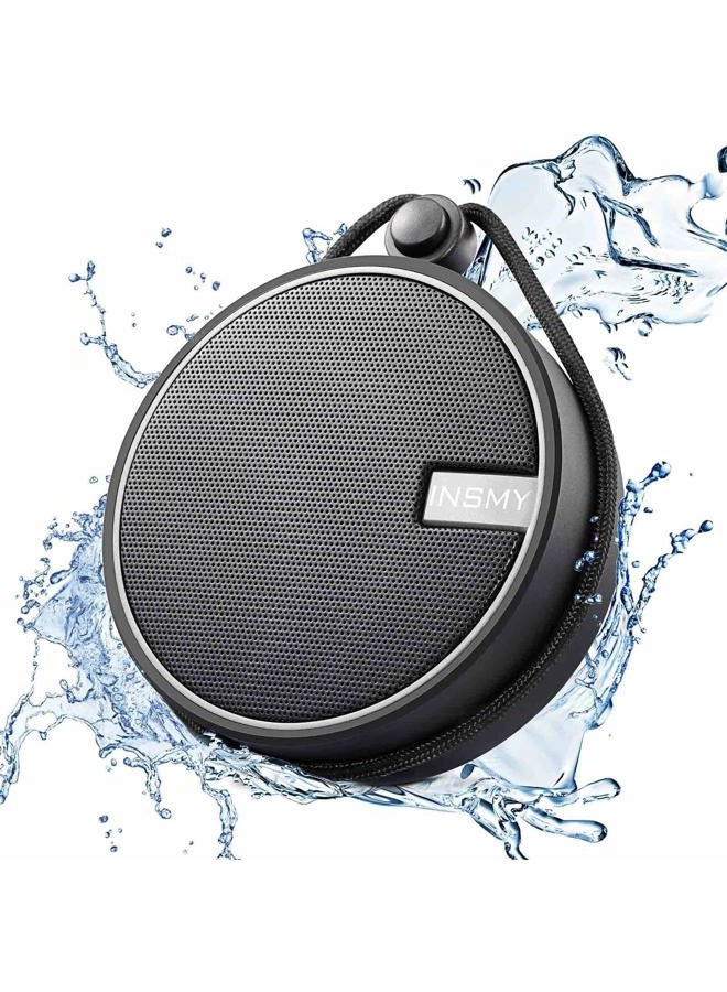 INSMY C12 IPX7 Waterproof Shower Bluetooth Speaker, Portable Small Speaker, Speakers Bluetooth Wireless Loud Clear Sound Support TF Card Suction Cup for Kayak Canoe Beach Gift (Black) - Image 1