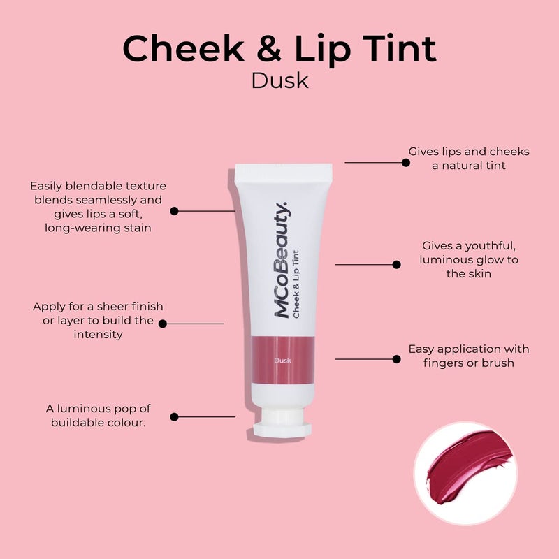 MCoBeauty - Cheek and Lip Tint - Gel-Cream Formula for Buildable Color - Multi-Use Tint for Lips and Cheeks - Dusk, Cherry Red Shade - Tinta para Labios, Liquid blush for Cheeks & Lips - Image 5