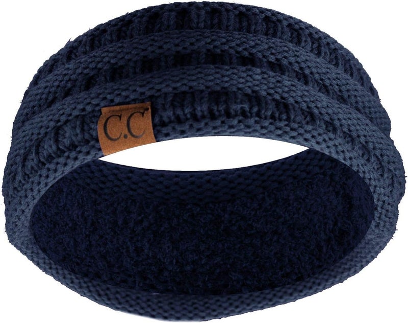 Cc Soft Stretch Winter Warm Cable Knit Fuzzy Lined Ear Warmer Headband - Image 1
