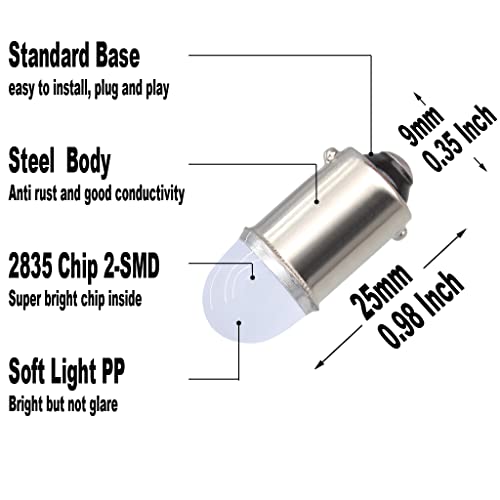 Yoper BA9S 53 57 1895 64111 LED Light Bulb for Car 12V White - Image 3