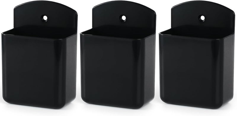 Excefore Wall Mount Remote Control Holder, 3 Pcs Tv Controller Holder, Self Adhesive Remote Holder, Wall Pen Holder Storage Accessories, For Home Office School (Black) - Image 1
