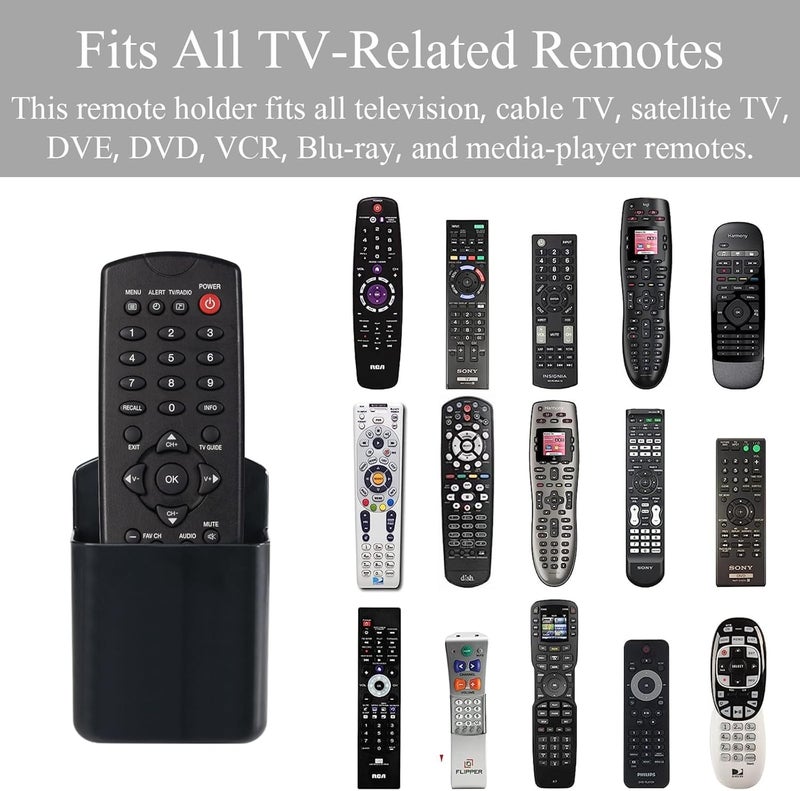 Excefore Wall Mount Remote Control Holder, 3 Pcs Tv Controller Holder, Self Adhesive Remote Holder, Wall Pen Holder Storage Accessories, For Home Office School (Black) - Image 3