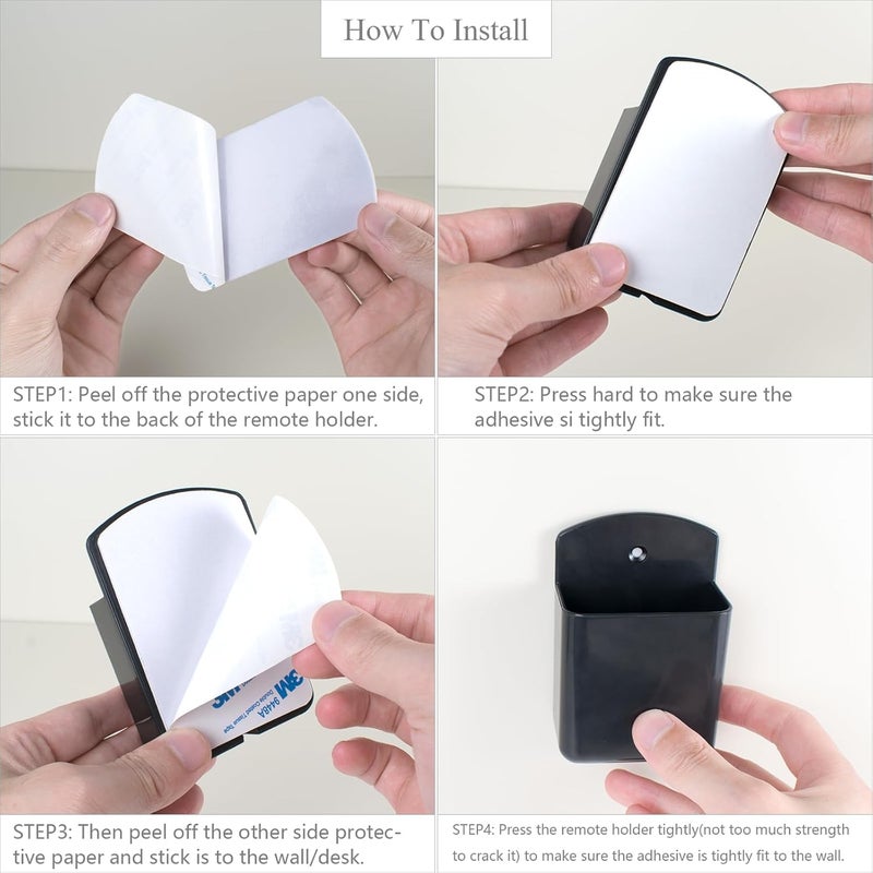 Excefore Wall Mount Remote Control Holder, 3 Pcs Tv Controller Holder, Self Adhesive Remote Holder, Wall Pen Holder Storage Accessories, For Home Office School (Black) - Image 4