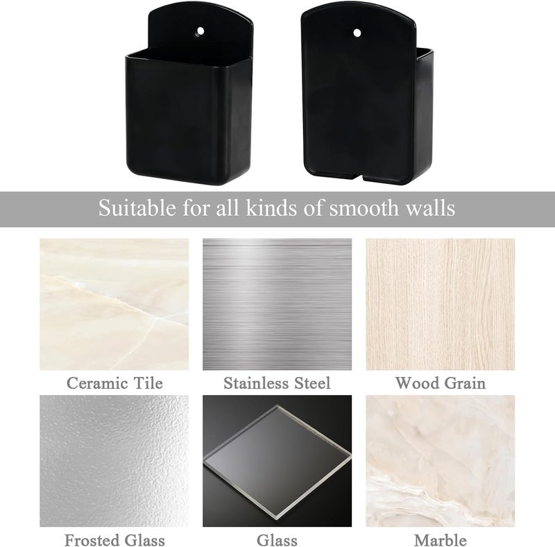 Excefore Wall Mount Remote Control Holder, 3 Pcs Tv Controller Holder, Self Adhesive Remote Holder, Wall Pen Holder Storage Accessories, For Home Office School (Black) - Image 5