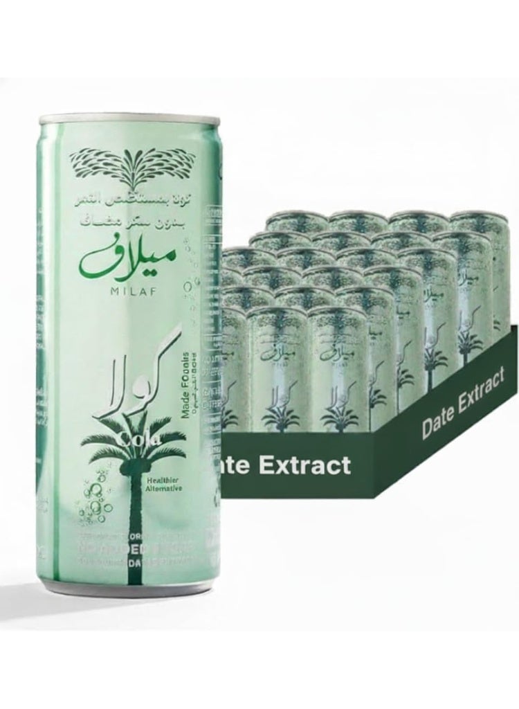 Milaf Cola Carbonated Drink No Added Sugar with Dates Extract 24 Pack - Image 1