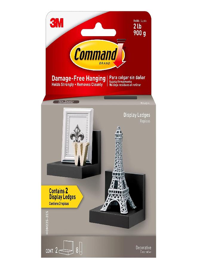 Command Command Display Ledges, Slate, 2-Ledges, 8-Medium Foam Strips, Decorate Damage-Free
