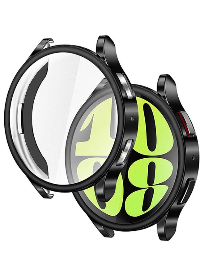 Samsung Galaxy Watch 6 44mm Case Scratch-Resistant Overall Protective Case with Screen Protector Soft TPU Protective Case All-Around Protective Bumper Shell Cover Black