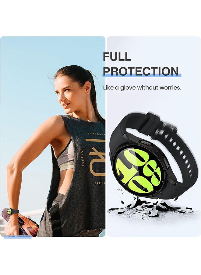 Samsung Galaxy Watch 6 44mm Case Scratch-Resistant Overall Protective Case with Screen Protector Soft TPU Protective Case All-Around Protective Bumper Shell Cover Black
