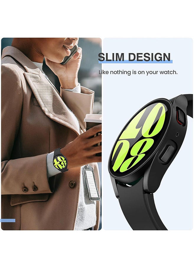 Samsung Galaxy Watch 6 44mm Case Scratch-Resistant Overall Protective Case with Screen Protector Soft TPU Protective Case All-Around Protective Bumper Shell Cover Black
