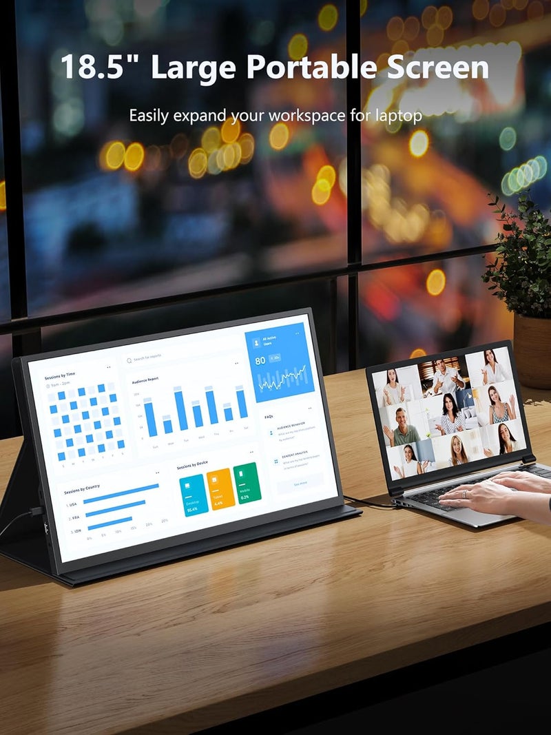 MAGICRAVEN Large Portable Monitor, 18.5" 1080P 100Hz Laptop Screen, USB C Computer Display, Travel Monitor for PS4/5 Xbox Switch MAC PC Phone - Image 2