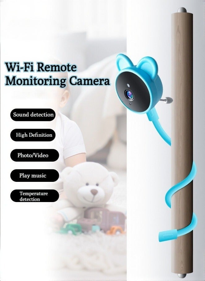XiuWoo Baby Camera Monitor, Wireless Baby Monitor with Camera & Audio,  Flexible Mount, Smart App, Temperature Detection, Remote Photo Recording Surveillance Night Vision,Ideal for Baby/Elderly/Pet,Blue - Image 1