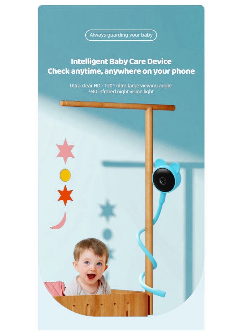 XiuWoo Baby Camera Monitor, Wireless Baby Monitor with Camera & Audio,  Flexible Mount, Smart App, Temperature Detection, Remote Photo Recording Surveillance Night Vision,Ideal for Baby/Elderly/Pet,Blue - Image 4