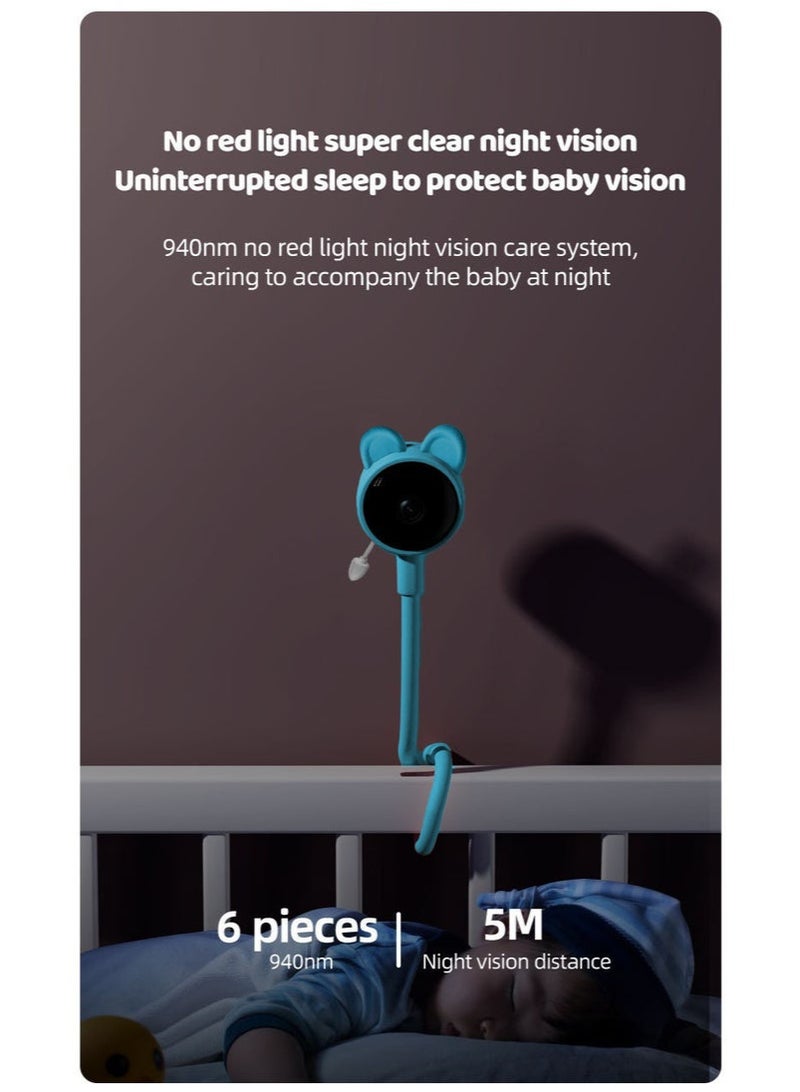 XiuWoo Baby Camera Monitor, Wireless Baby Monitor with Camera & Audio,  Flexible Mount, Smart App, Temperature Detection, Remote Photo Recording Surveillance Night Vision,Ideal for Baby/Elderly/Pet,Blue - Image 5
