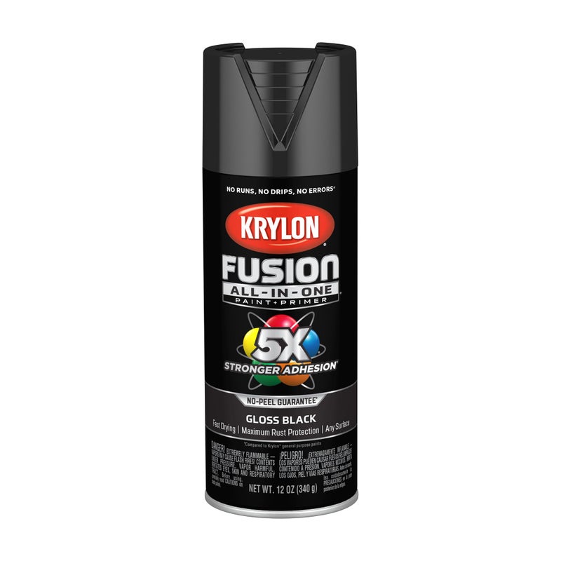 Krylon Fusion All-In-One Adhesive Spray Paint for Indoor/Outdoor Use, 12 oz, Black - Image 1