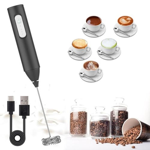 Konquer TimeS Rechargeable Milk Frother – Handheld Electric Coffee Frother with USB-C Charging, 3-Speed Stainless Steel Whisk for Lattes, Matcha, Hot Chocolate, and Frappe - Image 1