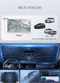 Generic Car Windshield Sunshade Umbrella Pull Ring Car Sun Shade Front Window Cover Foldable Sunshade Umbrella with Opening Design for UV Ray Block Sun Heat Protection for Most Vehicles  - Image 4
