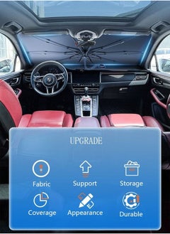 Generic Car Windshield Sunshade Umbrella Pull Ring Car Sun Shade Front Window Cover Foldable Sunshade Umbrella with Opening Design for UV Ray Block Sun Heat Protection for Most Vehicles  - Image 3
