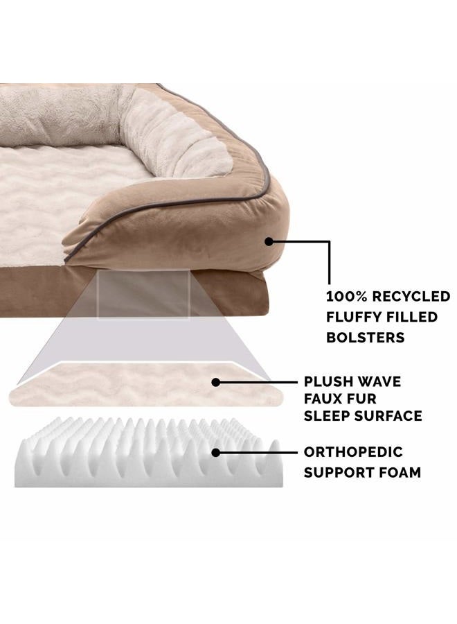 Furhaven Orthopedic Dog Bed for Large Dogs w/ Removable Bolsters & Washable Cover, For Dogs Up to 95 lbs - Plush & Velvet Waves Perfect Comfort Sofa - Brownstone, Jumbo/XL - Image 5