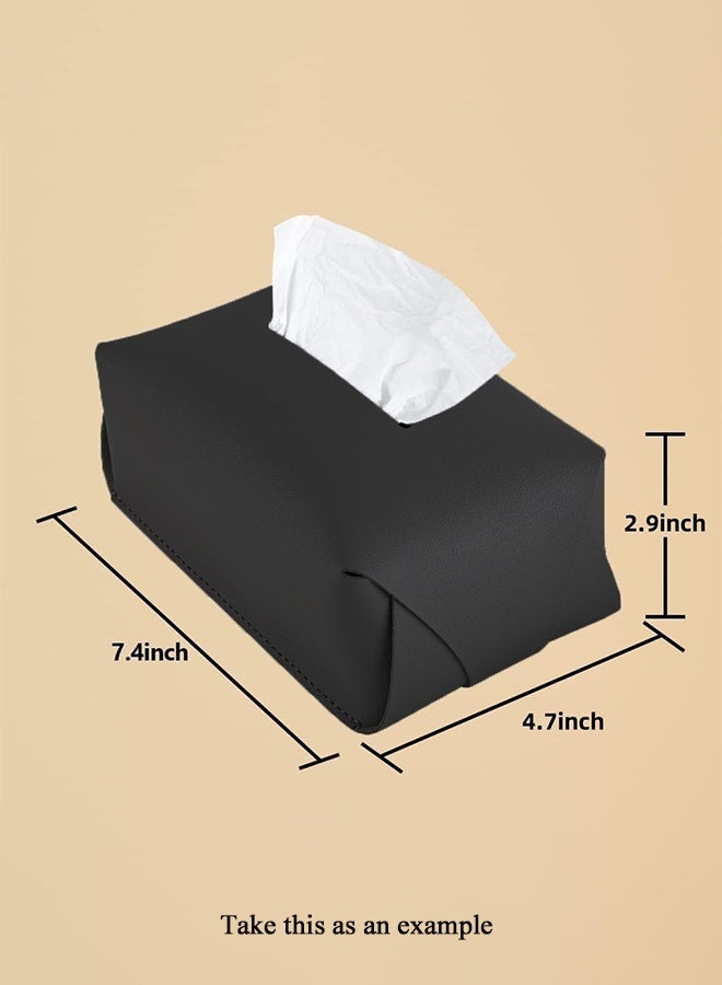أهاكاك حامل غطاء علبة مناديل جلدية، حامل مناديل لغرفة المعيشة وغرفة النوم والمكتب، غطاء علبة مناديل مكتب للسيارة - Image 5