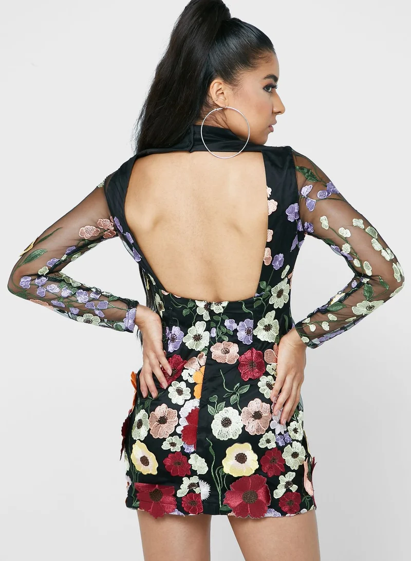 Amy Lynn High Neck Floral Printed Dress