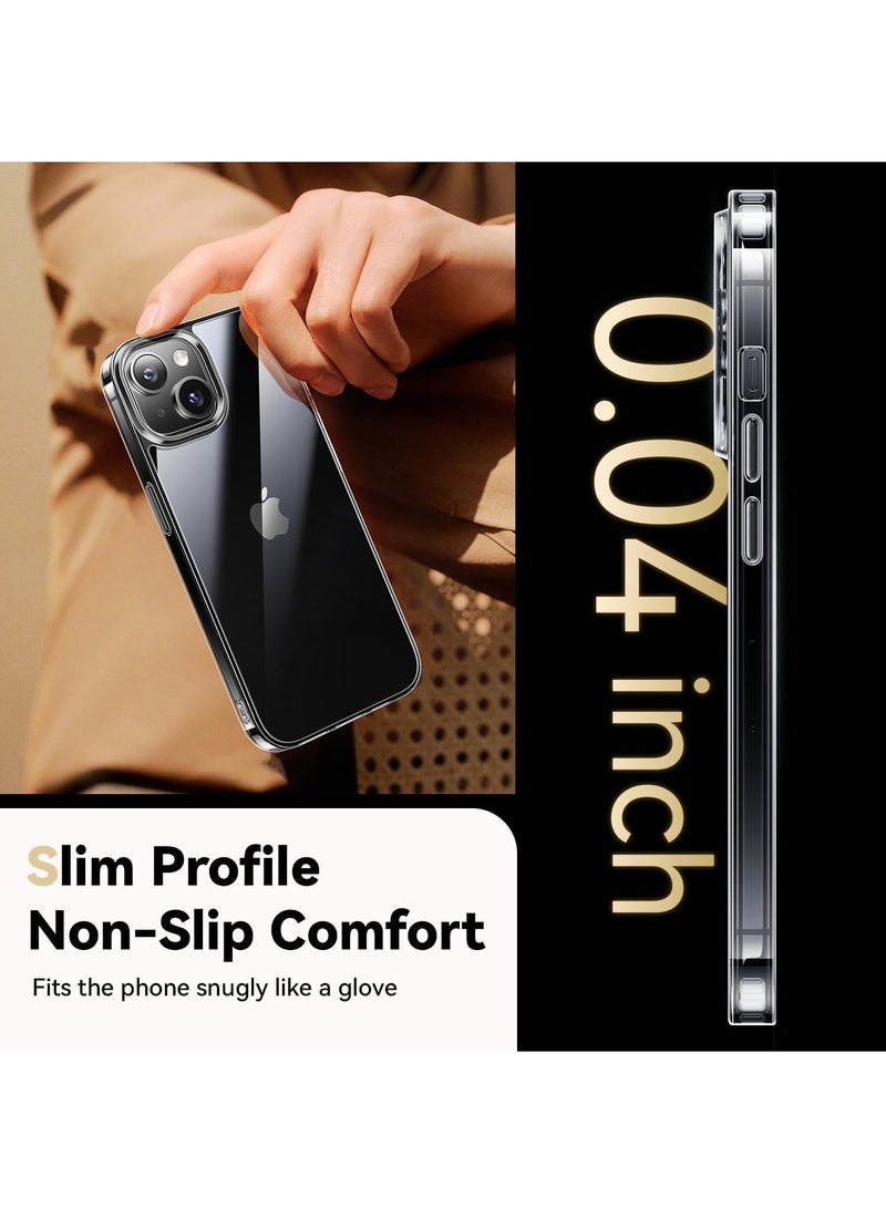 DUSALA Diamond Clear for iPhone 15 Case with 2X Screen Protector + 2X Camera Lens Protector, [Not Yellowing][Military-Grade Protective] Slim Thin Shockproof Phone Case for iPhone 15, Clear - Image 5