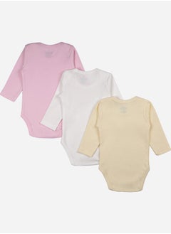 Babies Basic Pack of 3 - Solid Long Sleeves Bodysuit by Styli  - Image 2